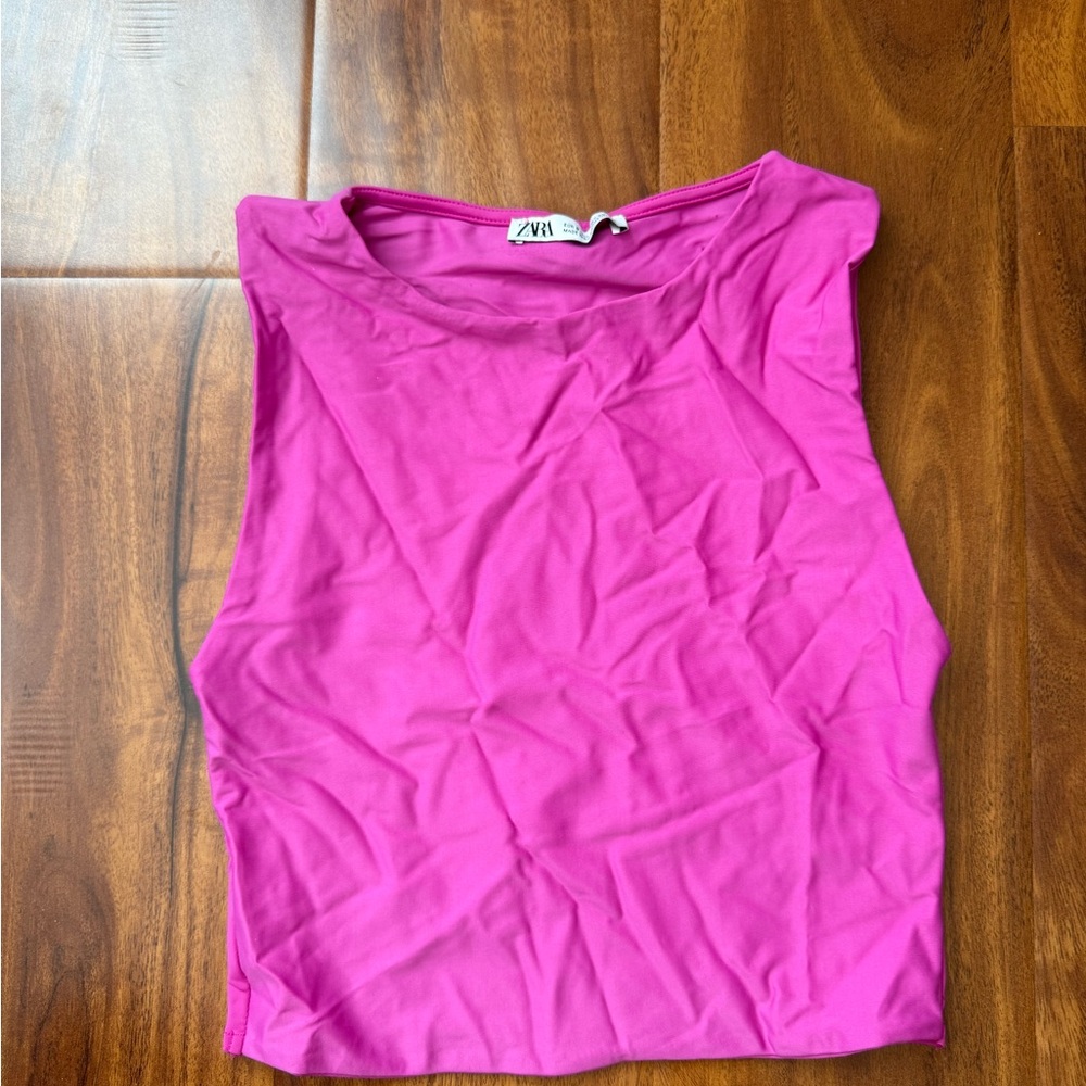 ZARA - hot pink tank top/ crop top